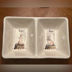 Rae Dunn Artisan Collection by Magenta HIP HOP Rabbit Divided Candy Dish/Bowl